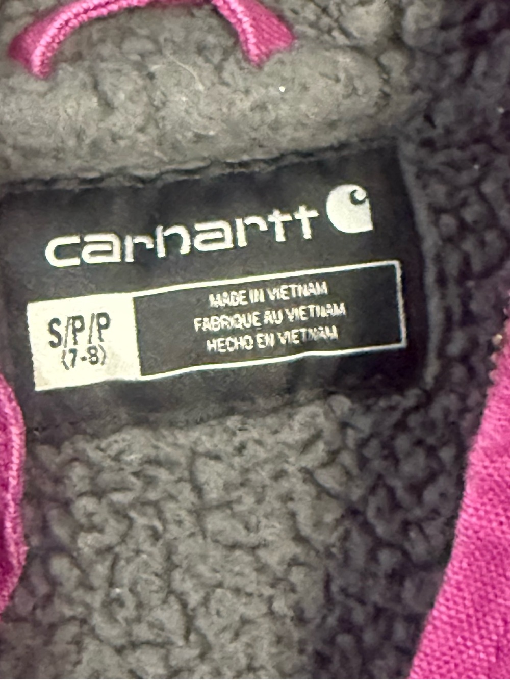 Carhartt Hooded Kids Jacket in Plum Size 7/8 Small - Picture 8 of 9